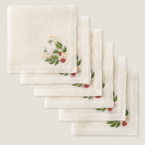 Lot de 6 - Serviettes en Lin Couleur Mandarine