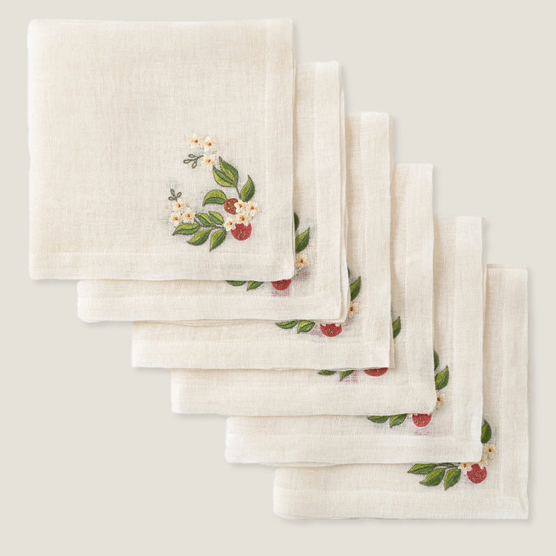 Set di 6 - Tovaglioli in Lino Color Mandarino