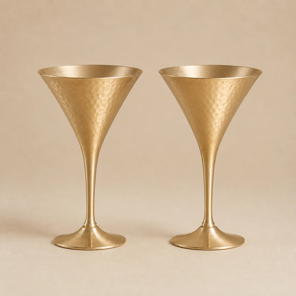 Verres à Martini en Laiton Martelé – Lot de 2