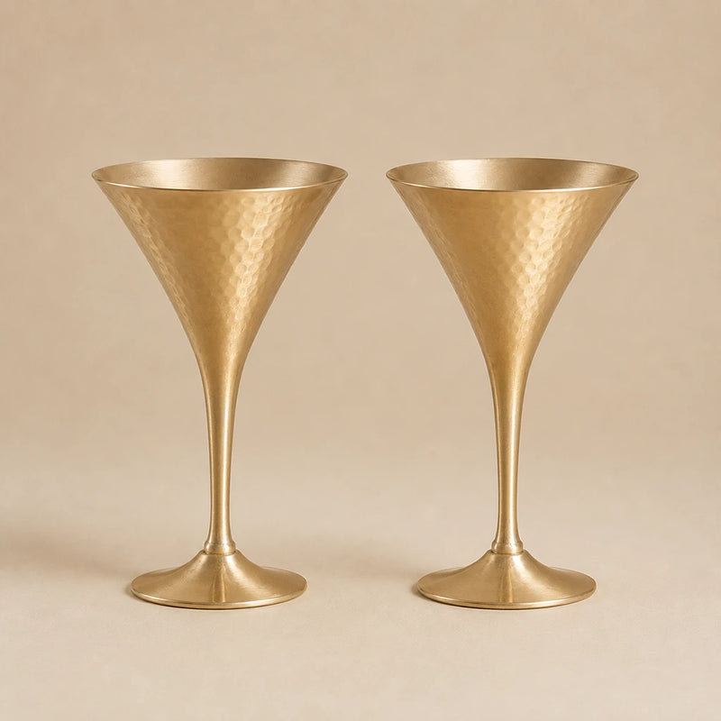 Verres à Martini en Laiton Martelé – Lot de 2