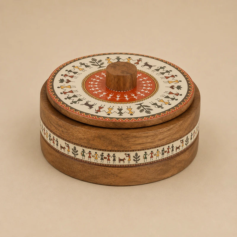 Boîte à Roti en Bois Warli