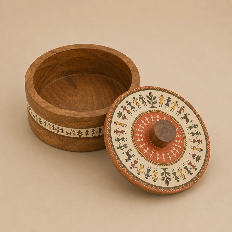 Boîte à Roti en Bois Warli